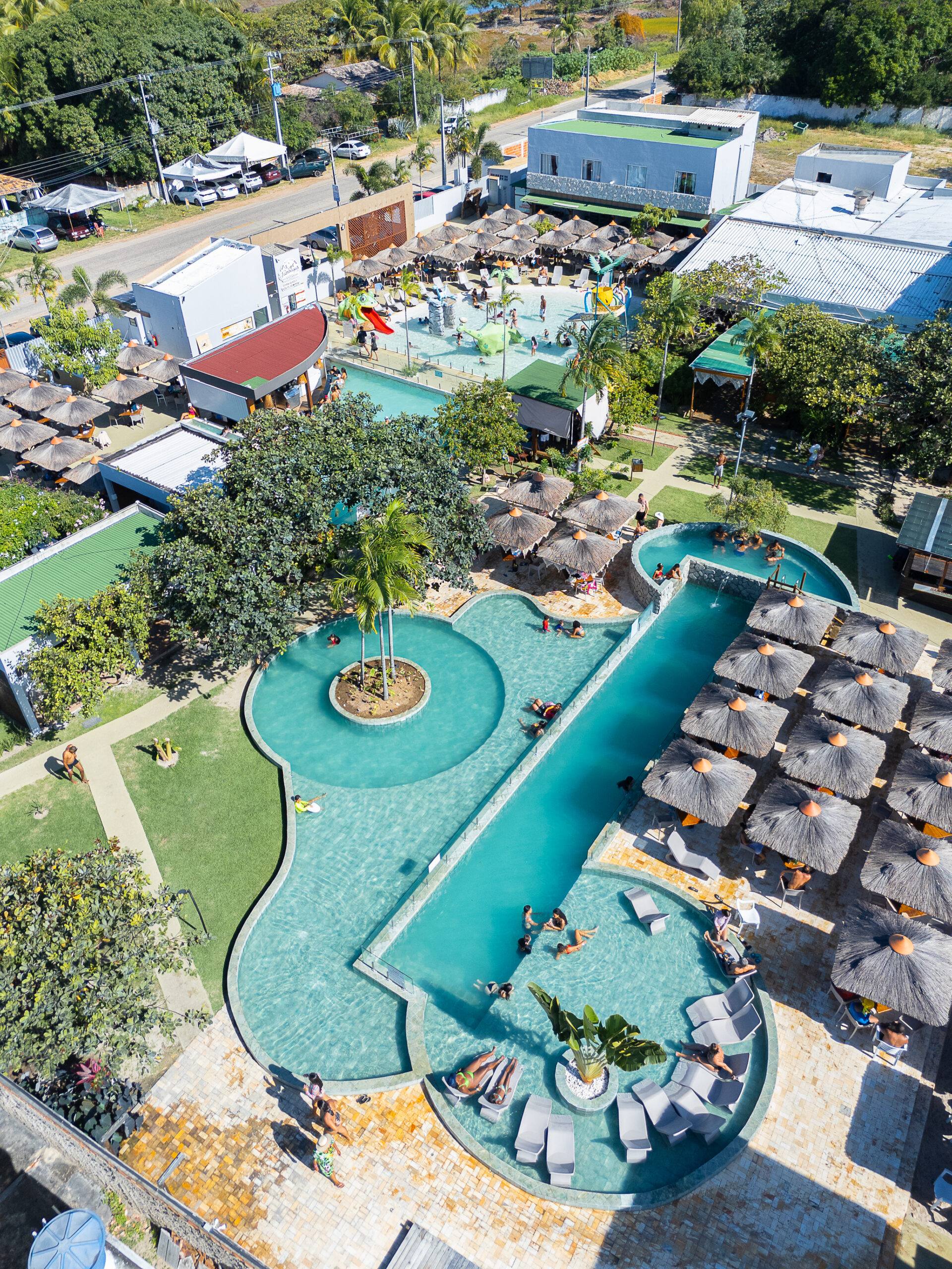 Vista aérea das piscinas do Lago dos Tambaquis Eco Park